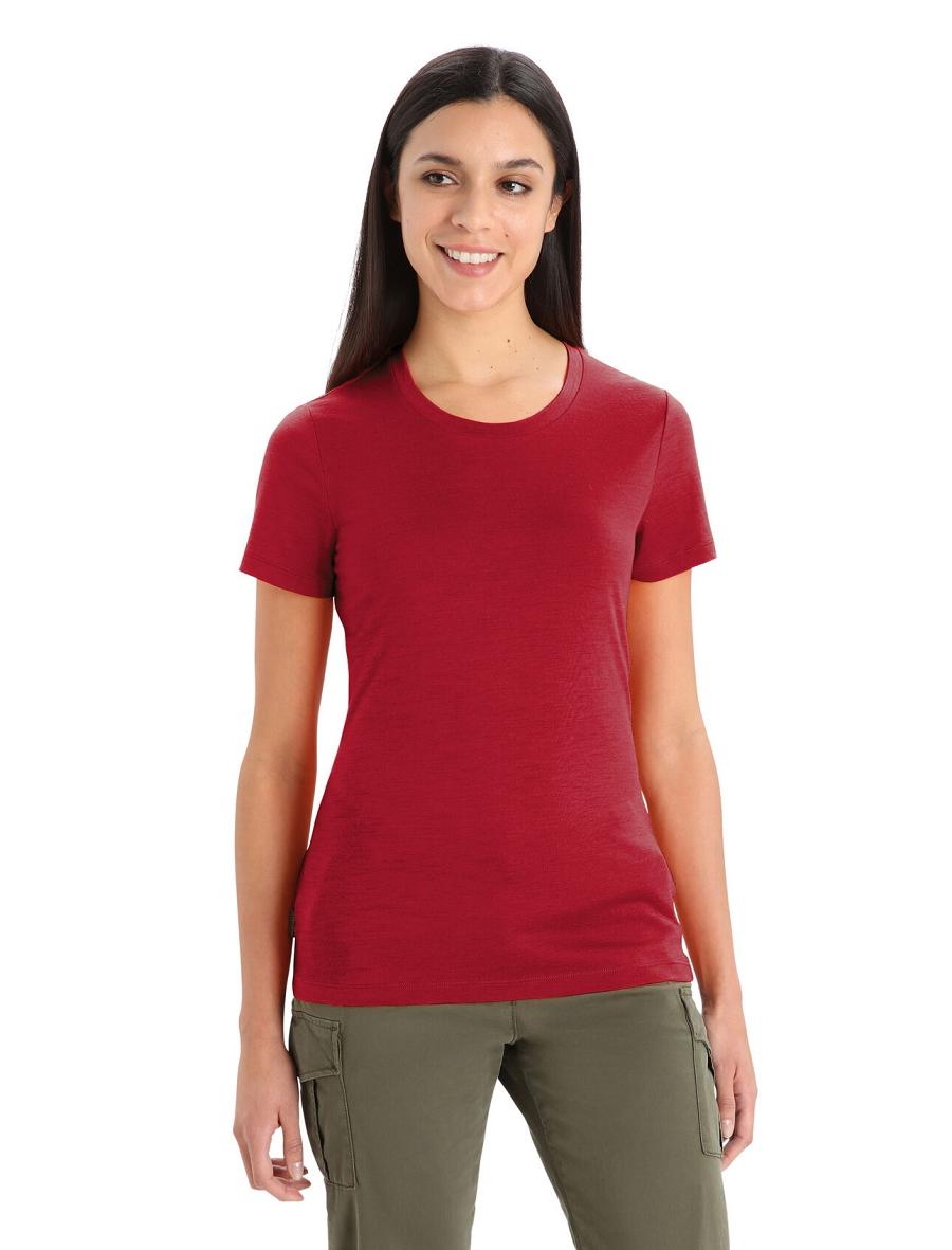 Cherry Icebreaker Merino Tech Lite II Short Sleeve Women\'s T Shirts | AU 1576MQZA